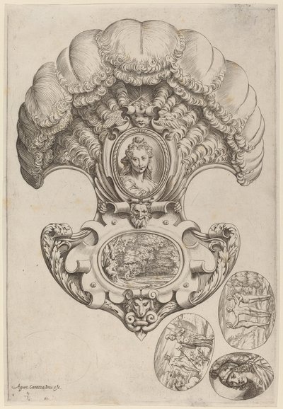 Et hovedstykke i form af en ventilator af Agostino Carracci