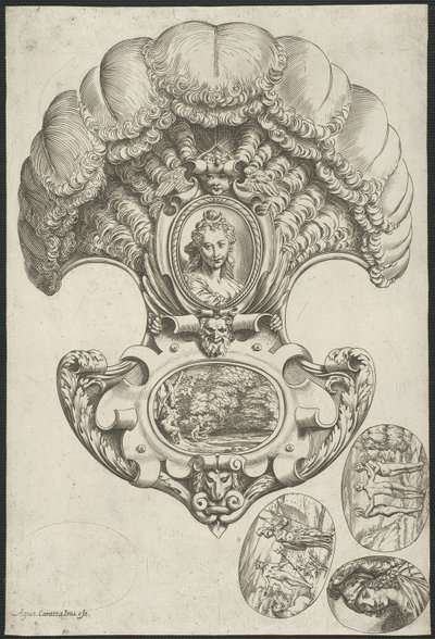 Et hovedstykke i form af en ventilator af Agostino Carracci