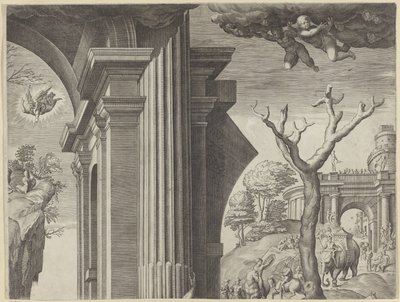 Tilbedelse af Magi (øverst til højre) af Agostino Carracci