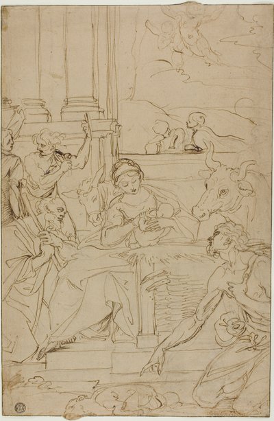 Tilbedelse af hyrderne af Agostino Carracci