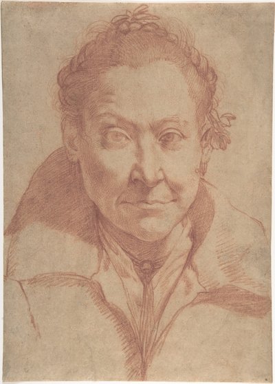 Brystbillede af en kvinde (forside); bryststudie af en pige (bagside) af Agostino Carracci
