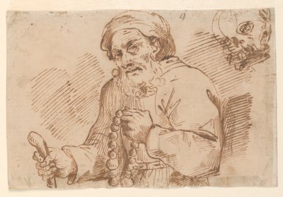 Halvlang Skitse af en ældre Pilgrim af Agostino Carracci