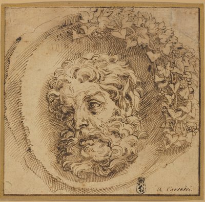 Hovedet af en faun i en konkav runddel af Agostino Carracci