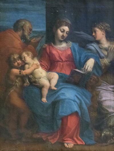 Hellig familie med St. Margaret af Agostino Carracci