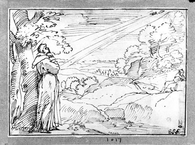 Landskab med Sankt Frans af Agostino Carracci