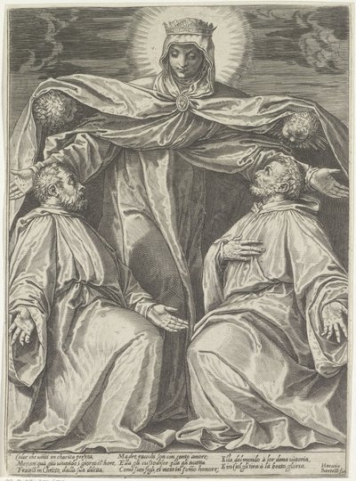 Mary beskytter medlemmer af et broderskab af Agostino Carracci