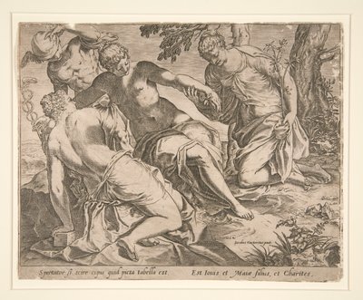 Merkur og de tre nåder af Agostino Carracci
