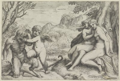 Kærlighed overvinder alt (titel på objekt) af Agostino Carracci