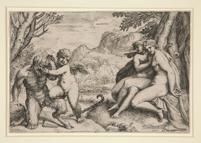 Pan dæmpet af Amor af Agostino Carracci