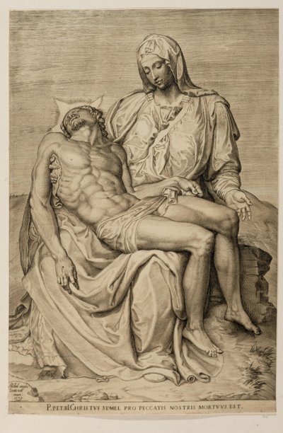 Pieta, efter Michelangelo af Agostino Carracci