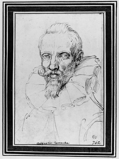Portræt af en skægget mand af Agostino Carracci