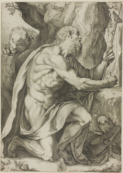 Sankt Hieronymus i anger af Agostino Carracci