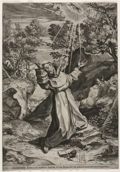 St. Frans modtager Stigmata, 1586. af Agostino Carracci