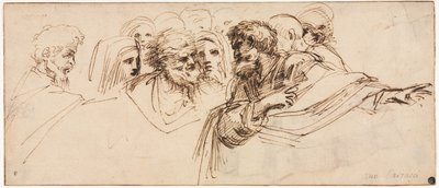 Studie af hoveder (recto) af Agostino Carracci