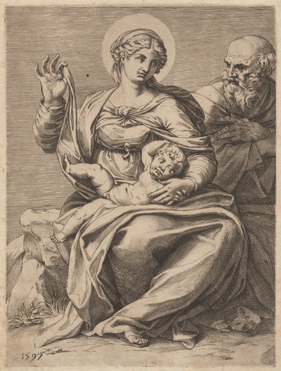 Den hellige familie af Agostino Carracci
