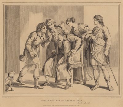 Tobias salver sin faders øjne, Tobit af Agostino Carracci