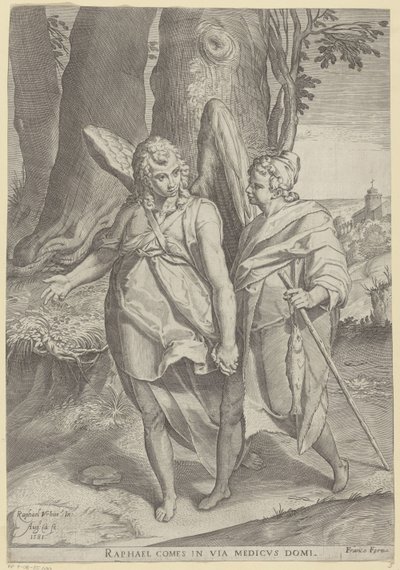 Tobias i Engels af Agostino Carracci
