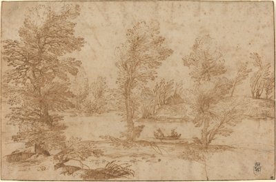 Woodland River med en båd af Agostino Carracci