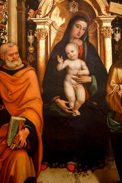 Madonna og barn med hellige. 1500-tallet (olie på træ) af Agostino Marti