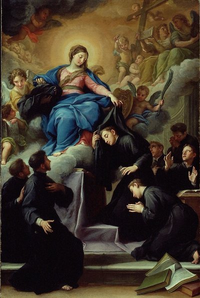 Madonnaen med de syv grundlæggere af Serviteordenen, ca. 1728. af Agostino Masucci