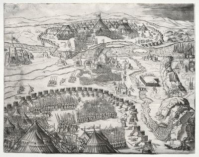 Stillingen og lejren for hærene af Charles V og Soliman II, 1532. af Agostino Musi