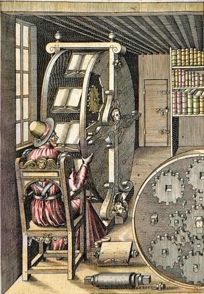 Roterende skrivebord - Fra "" Le Diverse et Artifiose Machine" af Agostino Ramelli (1531-1608) - Paris 1588 af Agostino Ramelli
