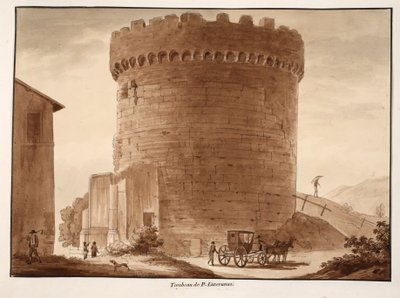 The Tomb of the Horatii og Curiatii, 1833 (ætsning med brun vask) af Agostino Tofanelli