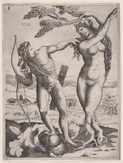Apollo og Daphne, dateret 1515., dateret 1515. af Agostino Veneziano