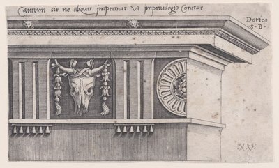 Dorisk Entablatur, dateret 1528. af Agostino Veneziano