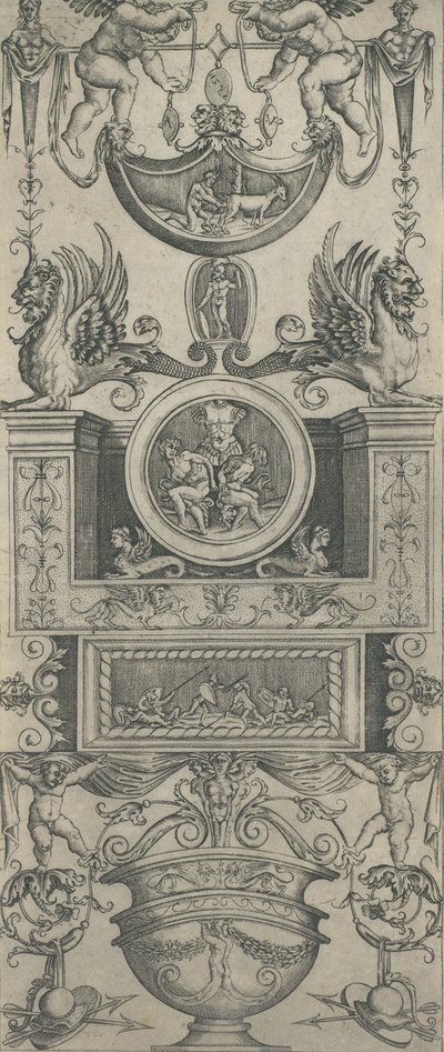 Ornamentpanel, dateret 1521. af Agostino Veneziano.