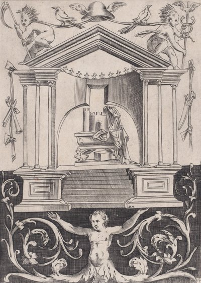 Ornamental panel, ca. 1514-36. af Agostino Veneziano