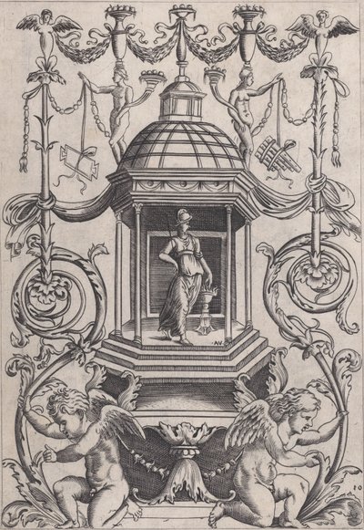 Ornamental panel, ca. 1514-36. af Agostino Veneziano