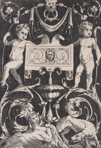 Ornamental panel, ca. 1514-36. af Agostino Veneziano