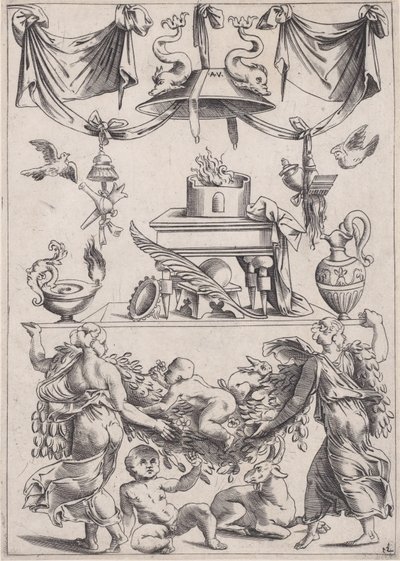 Ornamental panel, ca. 1514-36. af Agostino Veneziano