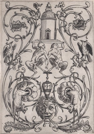 Ornamental panel, ca. 1514-36. af Agostino Veneziano