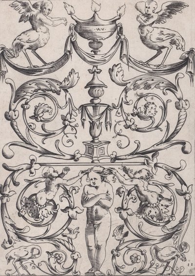 Ornamental panel, ca. 1514-36. af Agostino Veneziano