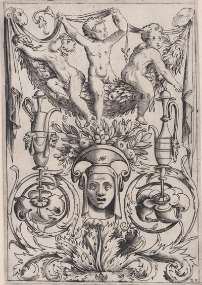 Ornamental panel, ca. 1514-36. af Agostino Veneziano