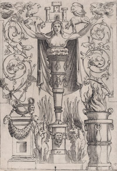 Ornamental panel, ca. 1514-36. af Agostino Veneziano