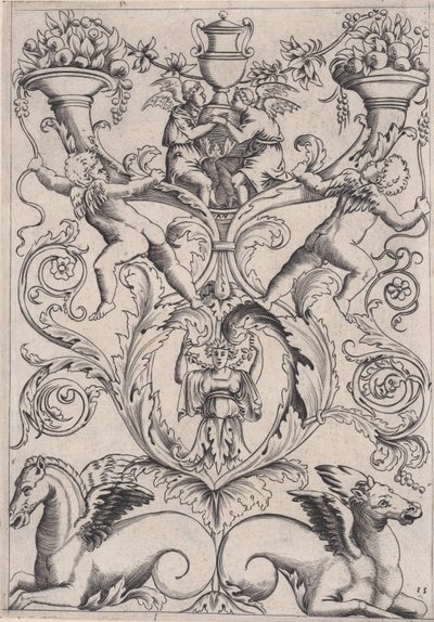 Ornamental panel, ca. 1514-36. af Agostino Veneziano
