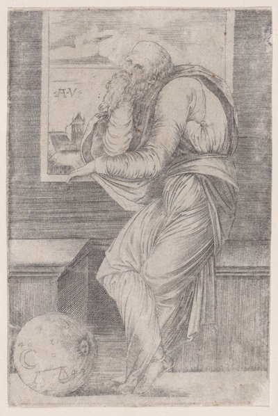 Filosof sidder nær et vindue, ca. 1514-36., ca. 1514-36. af Agostino Veneziano
