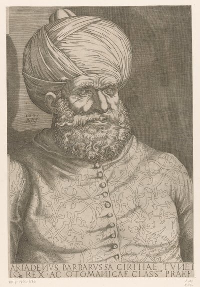 Portræt af admiral Khair ad-Din Barbarossa af Agostino Veneziano