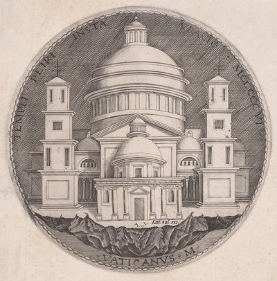 Peterskirken, dateret 1517. af Agostino Veneziano