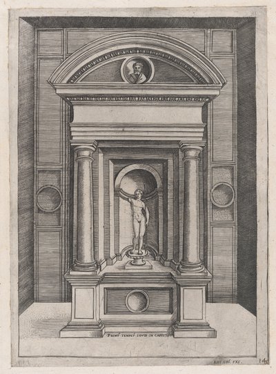 Spejl af romersk storslåethed: Jupiters alter i det ældste tempel på C..., ca. 1514-36. af Agostino Veneziano.