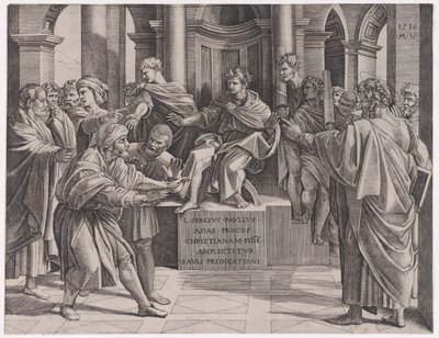 The Blinding of Elymas, dateret 1516., dateret 1516. af Agostino Veneziano