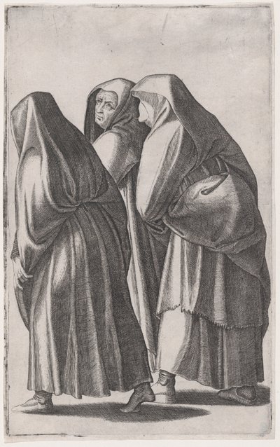 De tre hellige kvinder går til graven, ca. 1514-36. af Agostino Veneziano