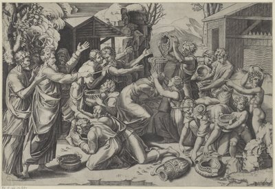 Indsamling af manna af Agostino Veneziano