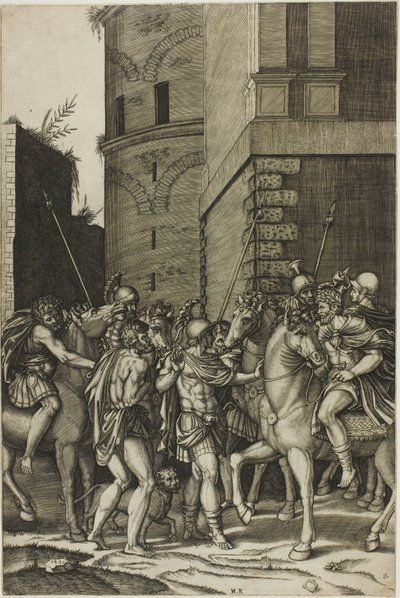 Kejser befrier slaven Androcles af Agostino dei Musi