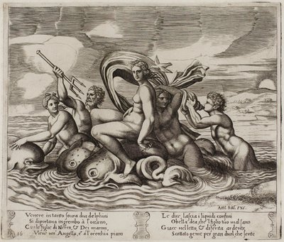 Psyche Servered in Her Bath af Nymphs She Can Not See af Agostino dei Musi