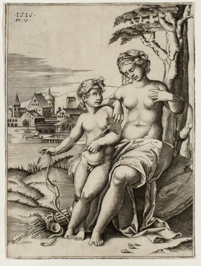 Venus såret af Amors Dart af Agostino dei Musi