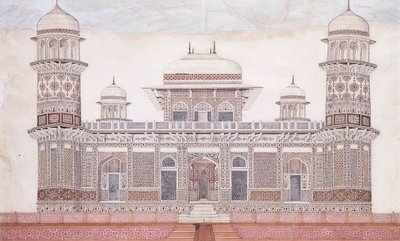 Itmad-ud-daulas grav, ca. 1815 (blyant, pen og sort blæk, w/c, forhøjet med berøringer o) af Agra School